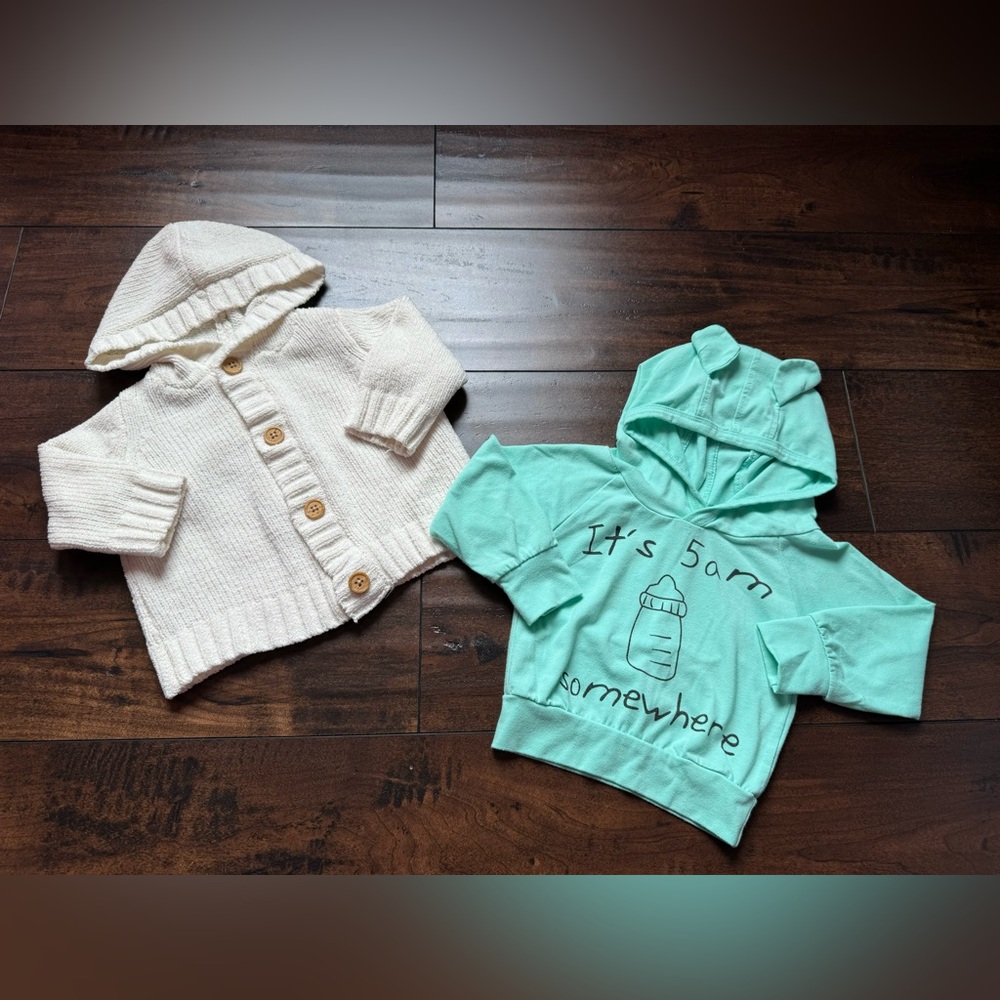 Baby Hoodie and Knit Sweater Jacket Set size 70